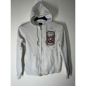 Duff Beer Women's‎ Zip Up Designer Hoodie. Size Medium White Cream